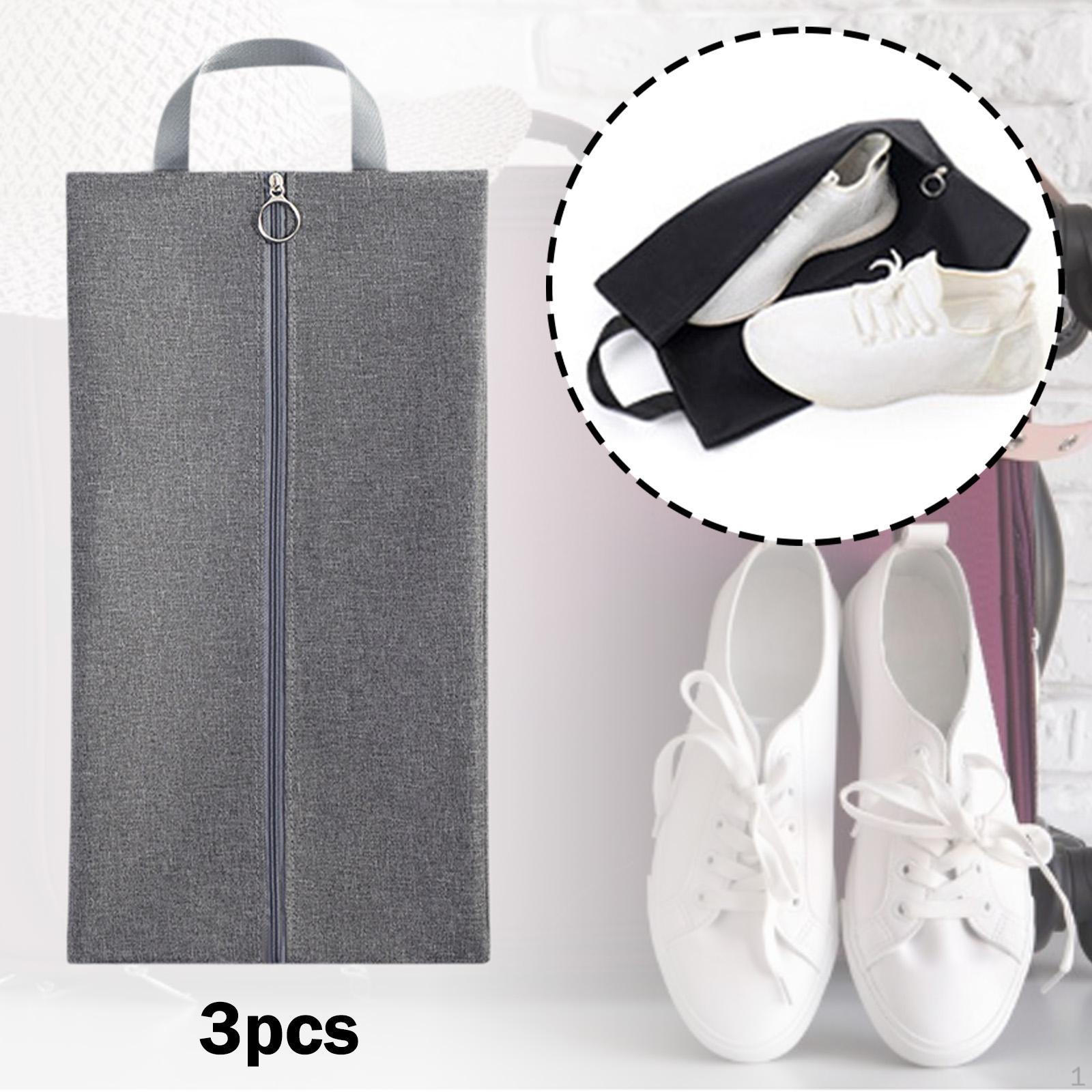 

3 Pack Travel Shoe Storage Bags with Zipper for Organizing Footwear серый