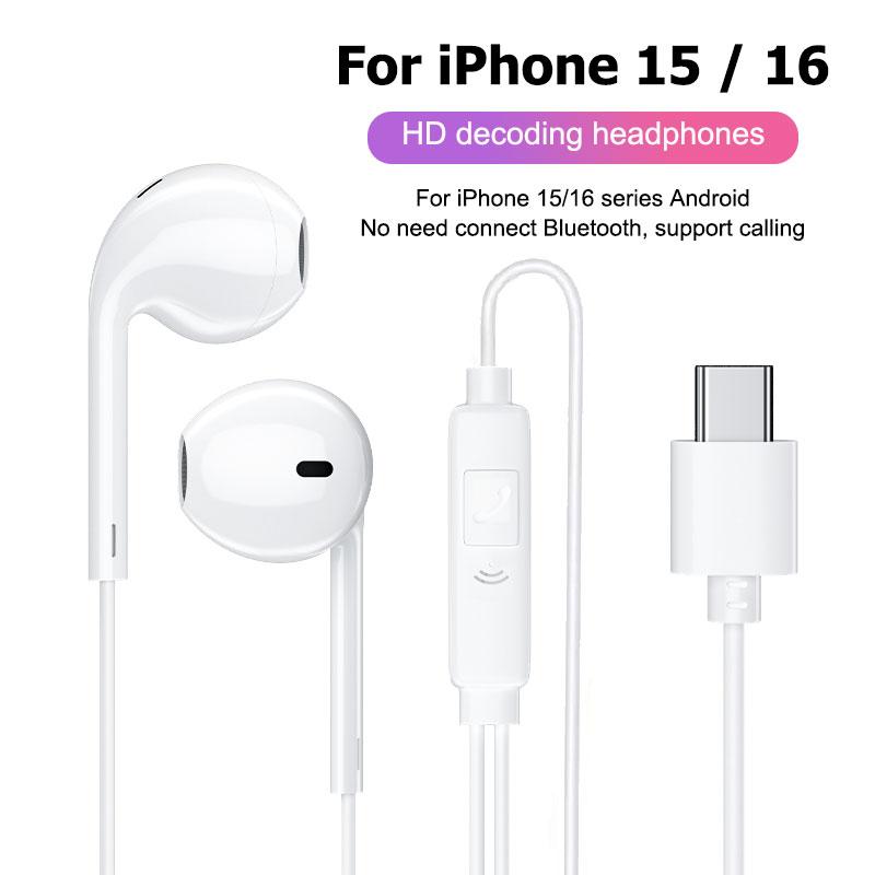 HiFi Typ C mit DAC Mikrofon Kopfhörer Für iPhone 15 16 pro max Samsung Galaxy S24 Kabelgebundene Kopfhörer