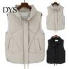 Zipper Buttons Placket Sleeveless Jacket Women Autumn Winter Cotton Padded Waistcoat Stand Collar Vest Closure Pockets Windproof Warm Coat