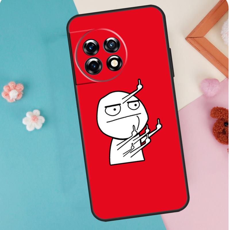 Funny Man Middle Finger Case For OnePlus 13T 10T 8T 10R 12R 13R 15R 11 12 13 15 Nord CE 5 2 3 4 Lite N20 N30 Cover