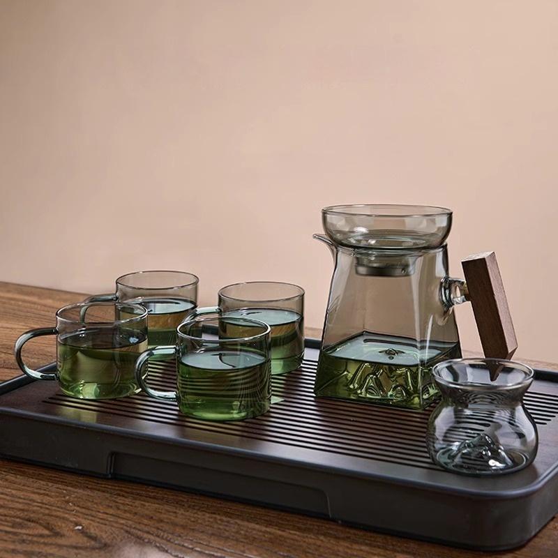 Tea Cup 350ml Pyrex Tea Set Accessories Chinese Kung Fu Cup With Handle Fair Cup Handmade Teapot Filter Tea Set