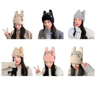 Chapeau Oreilles de Lapin pour Femmes InsStyle Chapeau Tricoté Costume Cosplay Anime Chapeau pour Ski Randonnée Extérieur Bonnet Chaud Coupe-vent