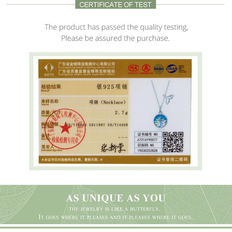 BAMOER 925 Sterling Silver Delicarte Fishtail Scale Pendant Necklaces for Women Adjustable 17.7 Inches Chain Necklaces