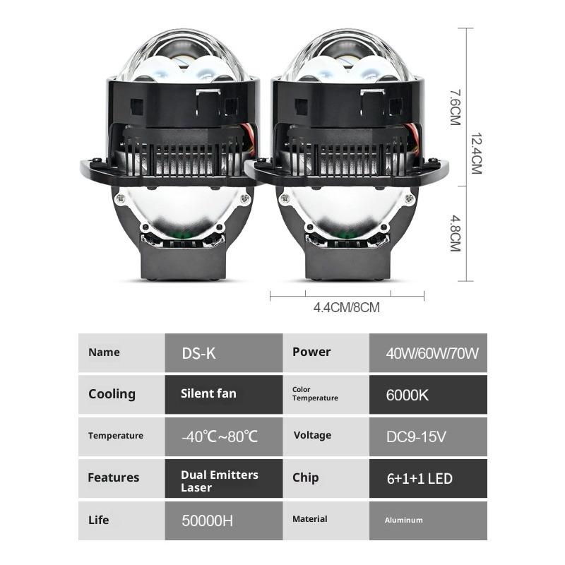 3 Inch Lentilă Dublă Putere Mare Efect Trei Lasere Nedistructiv Cupă Dublă Lampă H4 H7 Mașină Motocicletă Universal