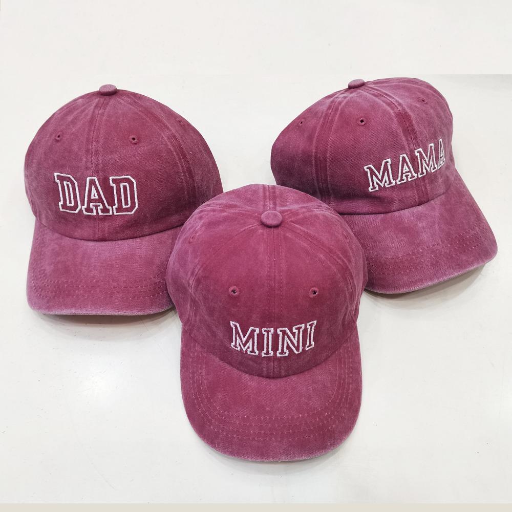 Modische gewaschene Baumwoll-DAD MAMA MINI Stickerei Kappen Verstellbare Vintage Baseballkappe Atmungsaktiv Eltern-Unisex Baseballmützen Geschenke