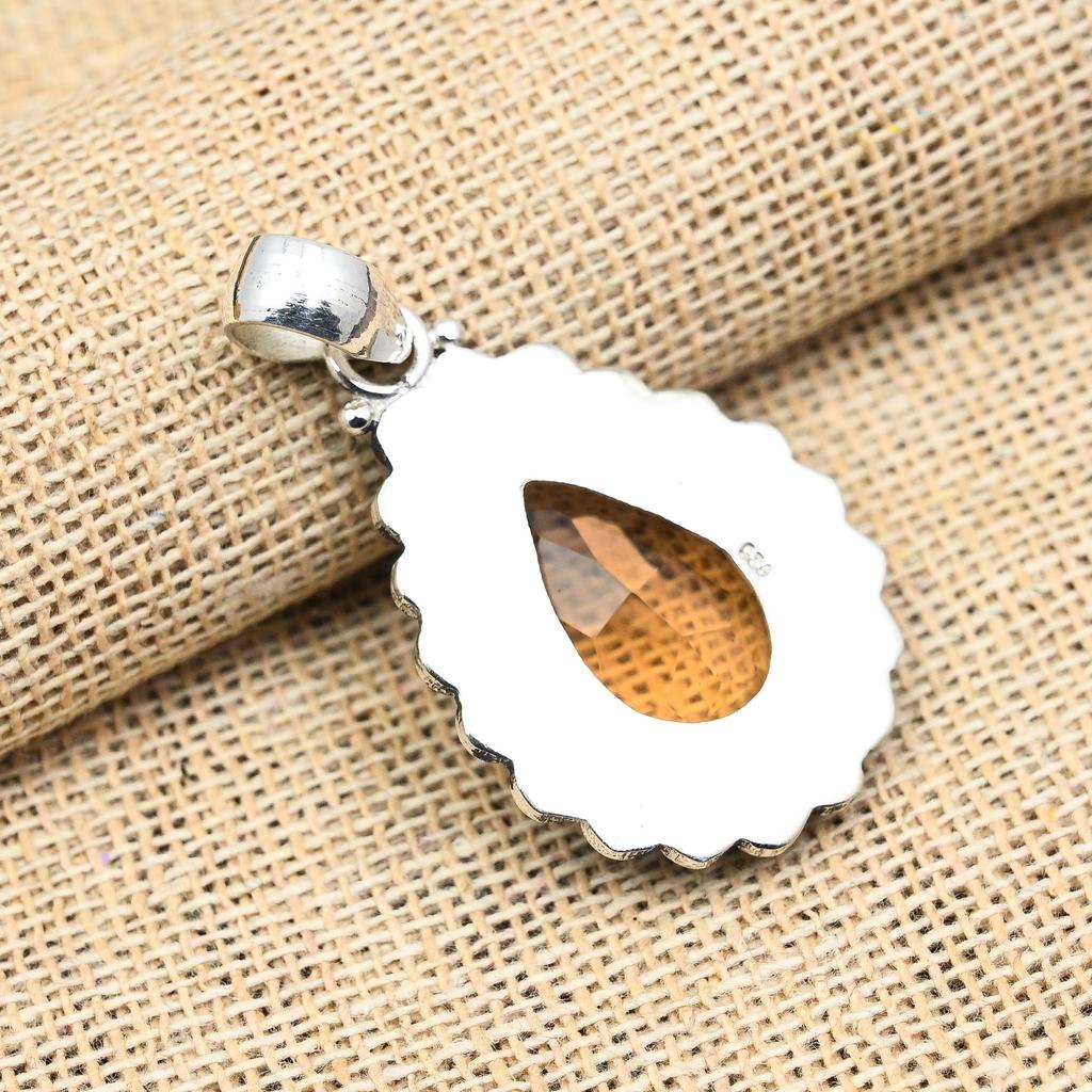 Morganite Gemstone Handmade 925 Solid Sterling Silver Jewelry Pendant For Wedding Gift