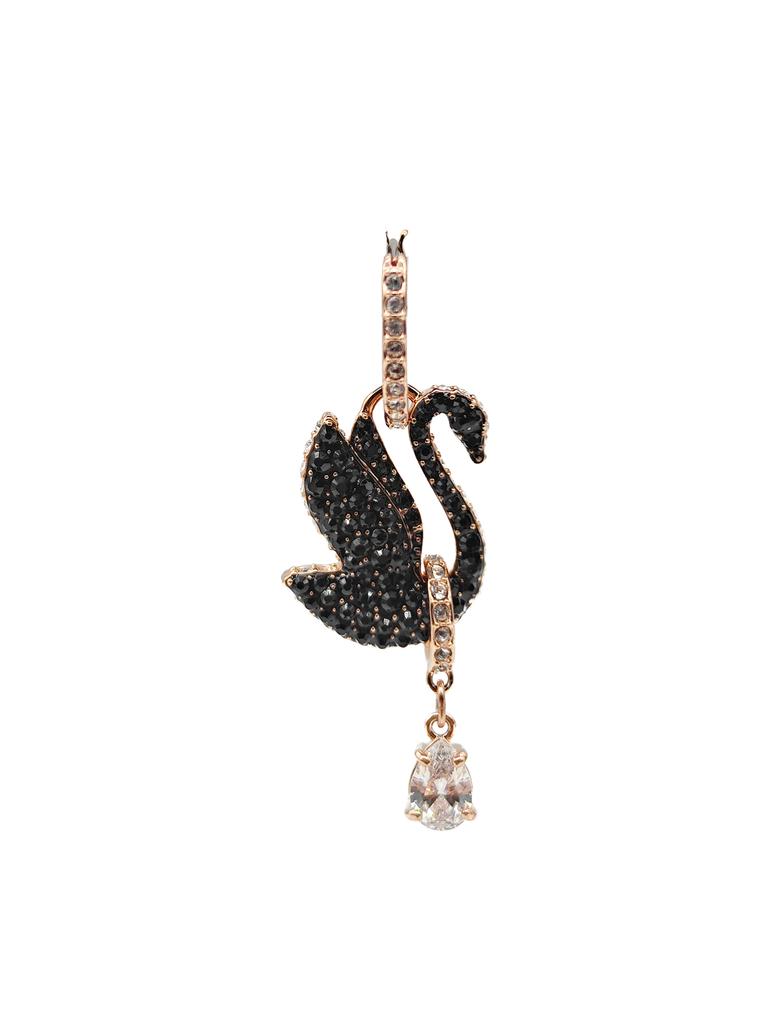 Swarovski Серьги-подвески Лебедь Покрытие: Золотой тон/Черный/Розовое золото