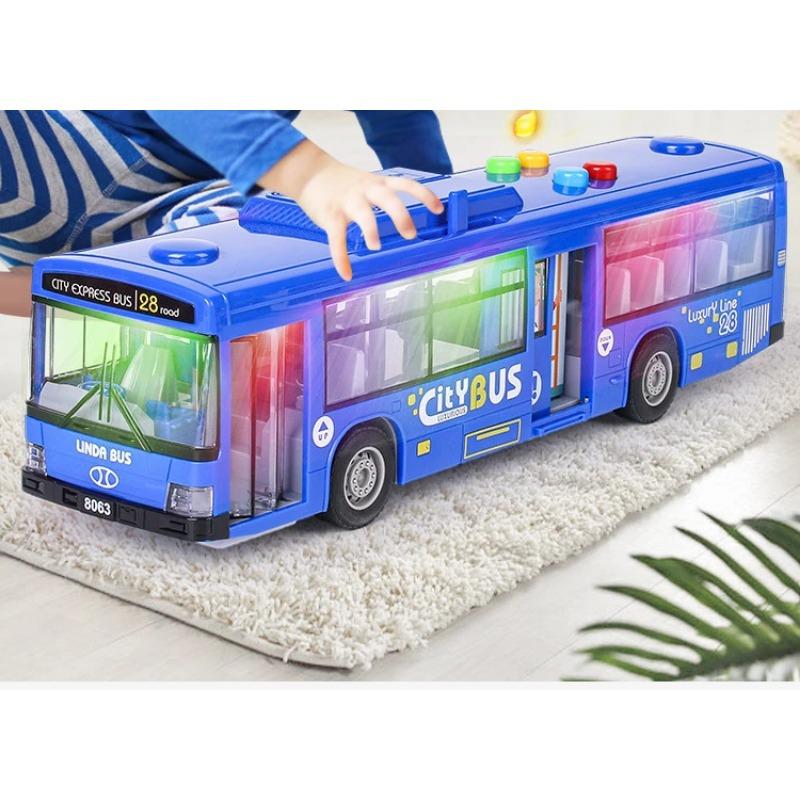 High Quality Simulation Bus Large Size Drop-resistant Light Music Inertia Bus Model Pull Back Car Educational Toys Gifts