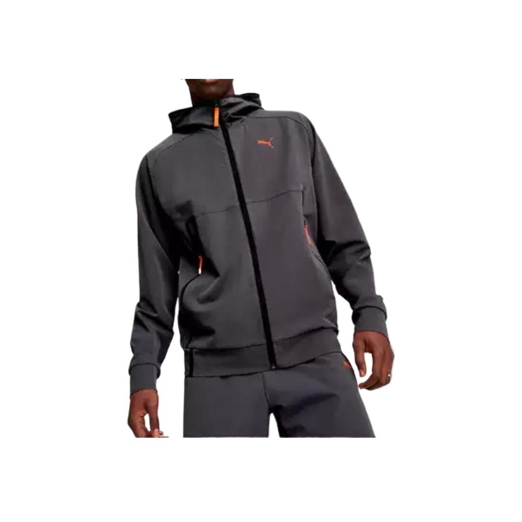 Puma Color Block Design Comfortable Hooded Long Sleeve Zipper Cardigan Sweatshirt Unisex Outerwear Galaxy-Gray 626178-69