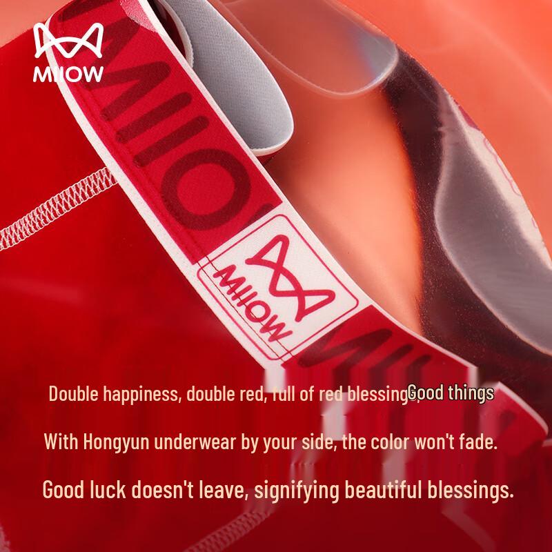 MiiOW Men's Red Cotton Antibacterial Boxer Briefs 3-Pack