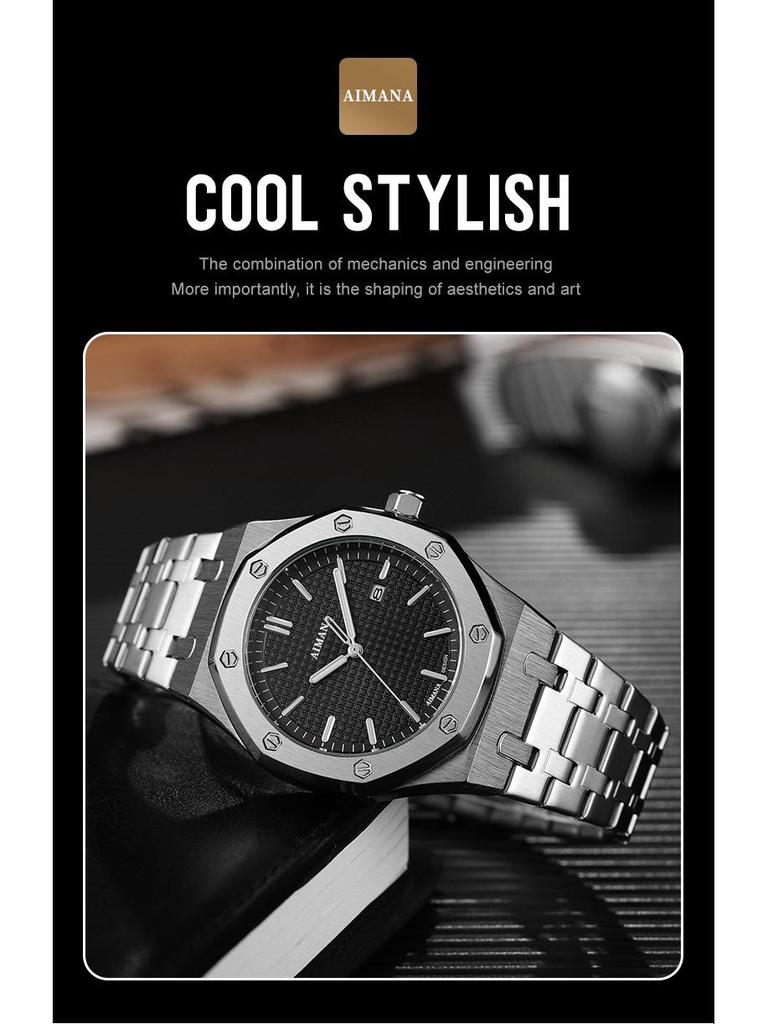 Szwajcarski Luksusowy Męski Wodoodporny Zegarek Luminous