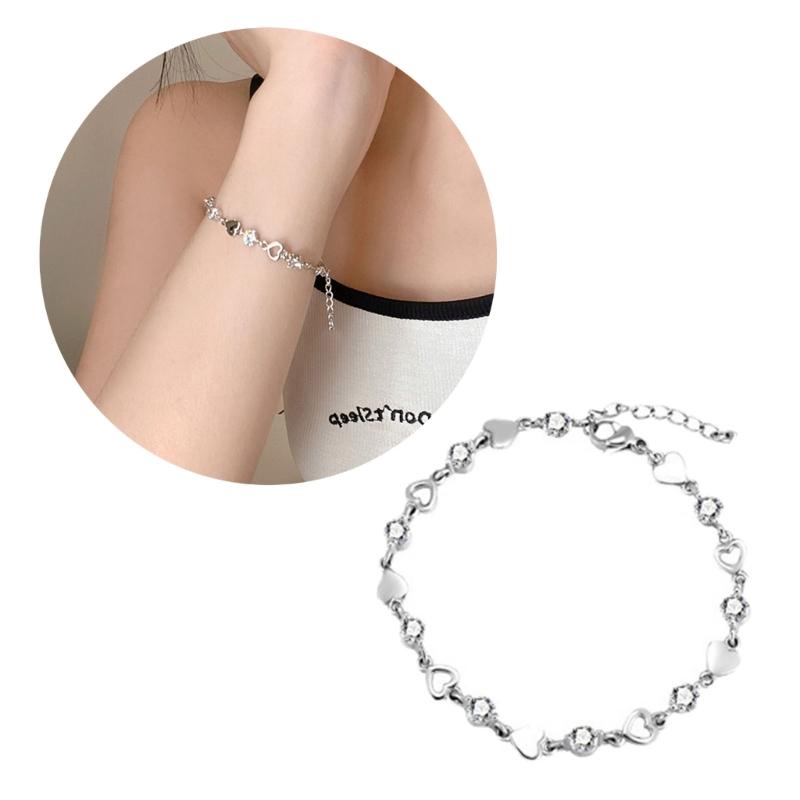 Women Bracelets Heart Zircon Bangle Zircon Bracelets Alloy Material Friendship Bracelets Jewelry Gift for Women Girls