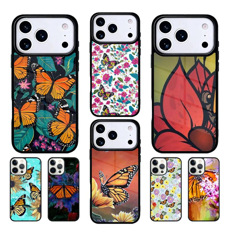 Monarch Butterfly and Flower mobile phone case Compatible with IPhone 17 16 15 14 13 12 11Pro Max 17 Air cover
