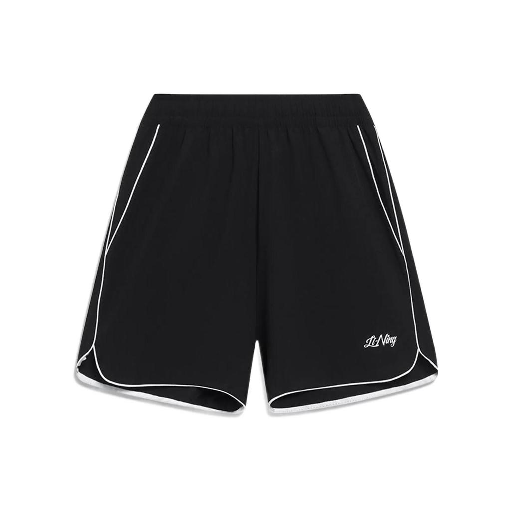 Li Ning SS23 Logo Print Quick-Dry Fitness Shorts Women shorts Black AKST640-1