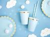 Paper Cups, Light Blue Golden Edge, 220ml, 6 pcs