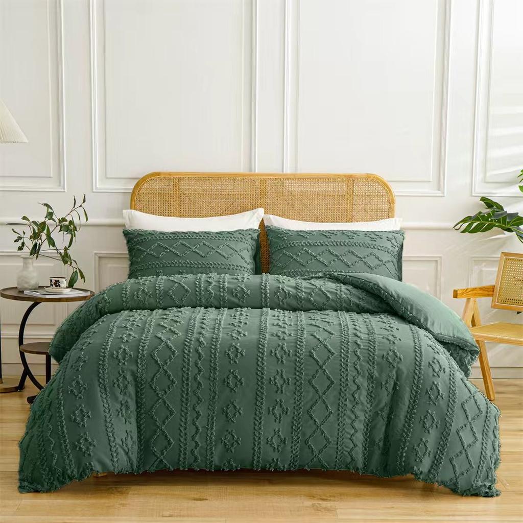 Soft and Warm Solid Color Bohemian Cut Flower Three Piece Set Includes 1 or 2 Pillowcases in Multiple Sizes for Winter Bedding