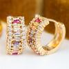 Multicolor Crystal Zircon Small Square Stone Hoop Earrings For Women Charm Gold Color Ear Buckle Wedding Jewelry Versatile Gifts