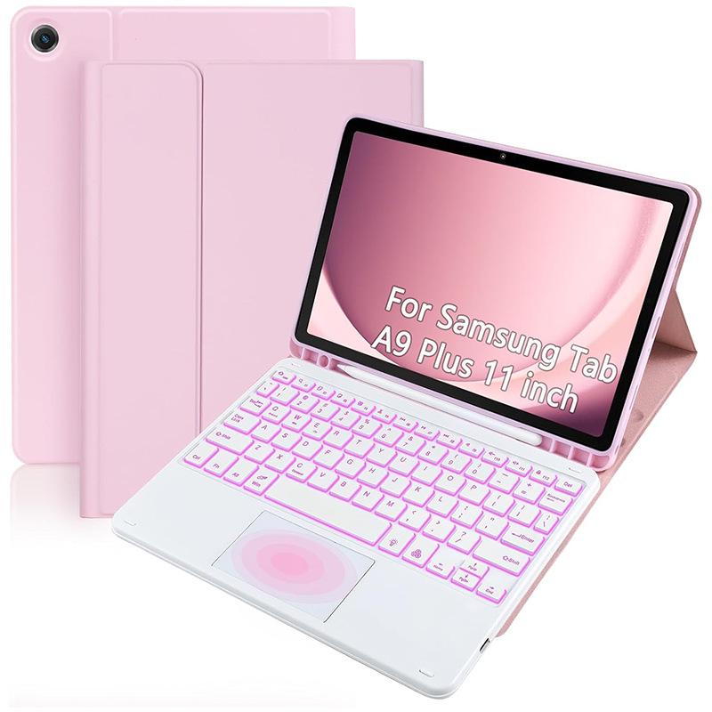 Samsung Tablet A9 Plus 11-Inch Leather Protective Case with Seven-Color Backlit Touchpad Bluetooth Keyboard and Pen Slot