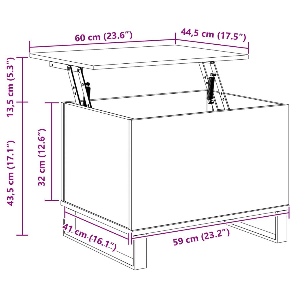 Coffee Table Black Oak Look 60 x 44.5 x 45 cm