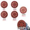100Pcs Sanding Discs 5 Inch 8-Hole Alumina Sanding Pad Sanding Sheet Polishing Sand Paper for Metal Wood Glass Car Abrasive Tool