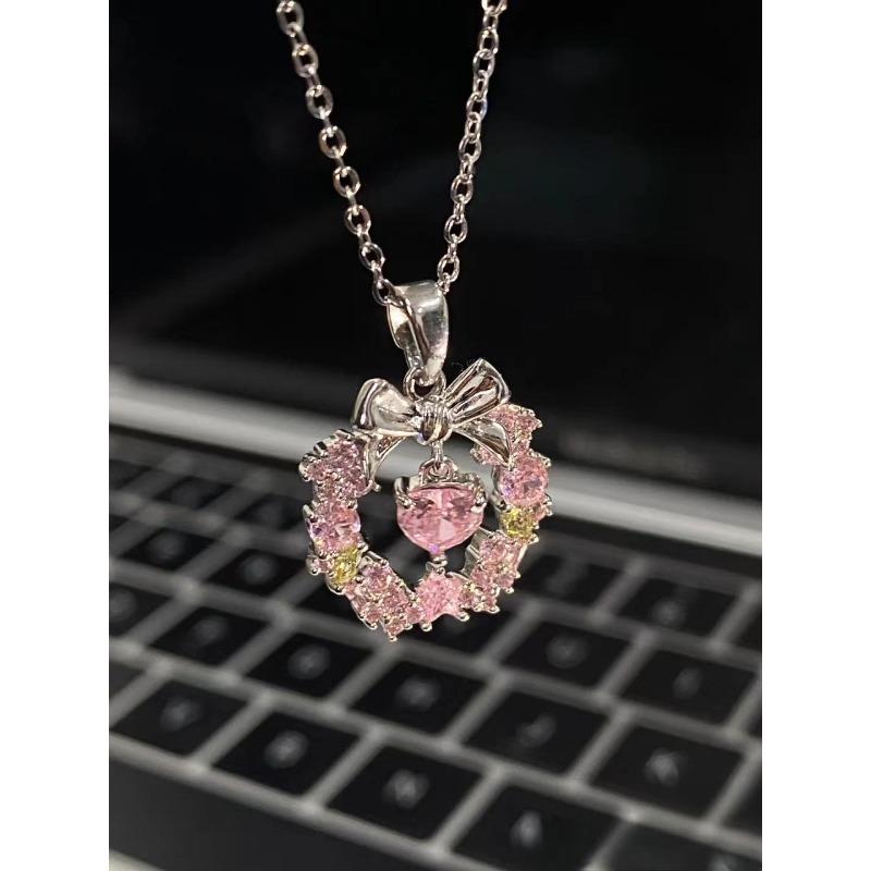 

Love garland bow necklace female collarbone chain niche design sense Christmas student girlfriend love