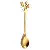 Abay Creative Gold Leaf Stainless Steel Dessert Spoon