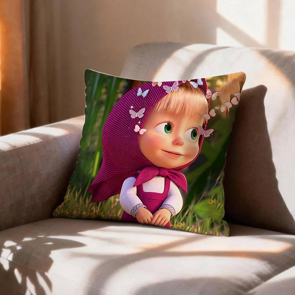 CUTE MMasha And BBears Pillow Case Pattern Printed Pillowcase For Living Room Sofa Cushion Cover