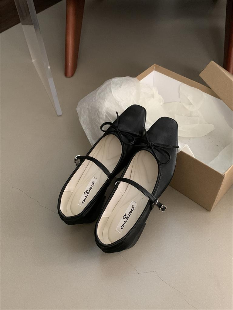 French evening breeze bow niche Mary Jane shoes women's 2025 autumn new thick heel with skirt single shoes ladyshoes