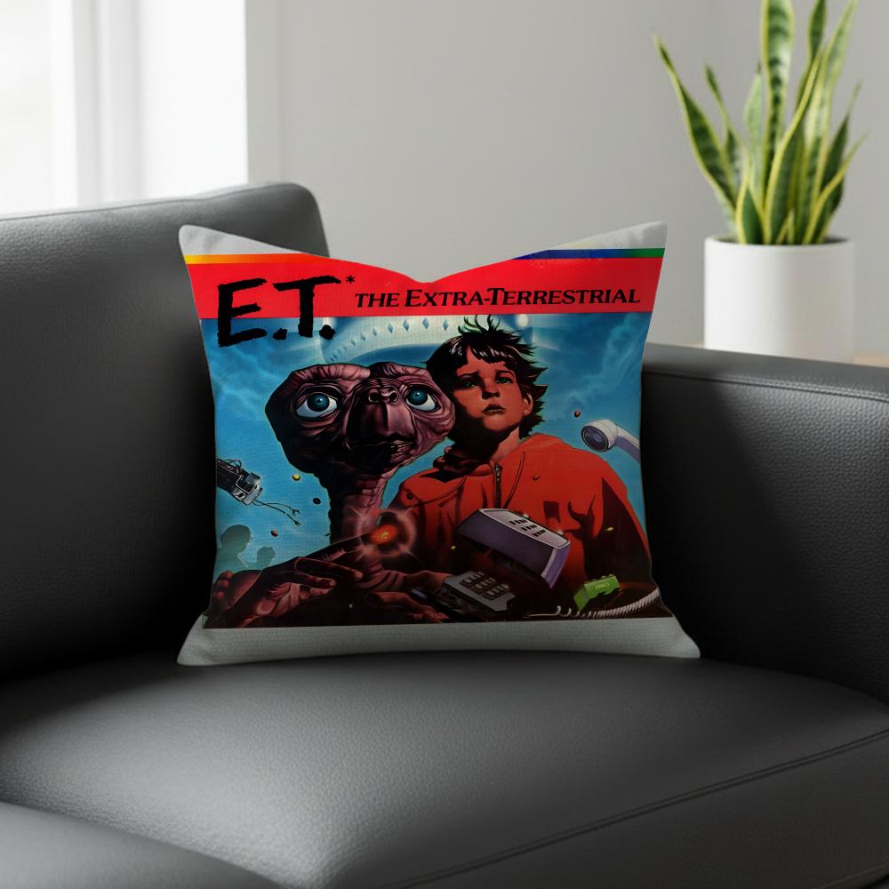 Movie ET the ExtraTerrestrial Cushion Cover Natural Linen Pillowcase Set AllinOne Decor for Sofa Bedroom Chair