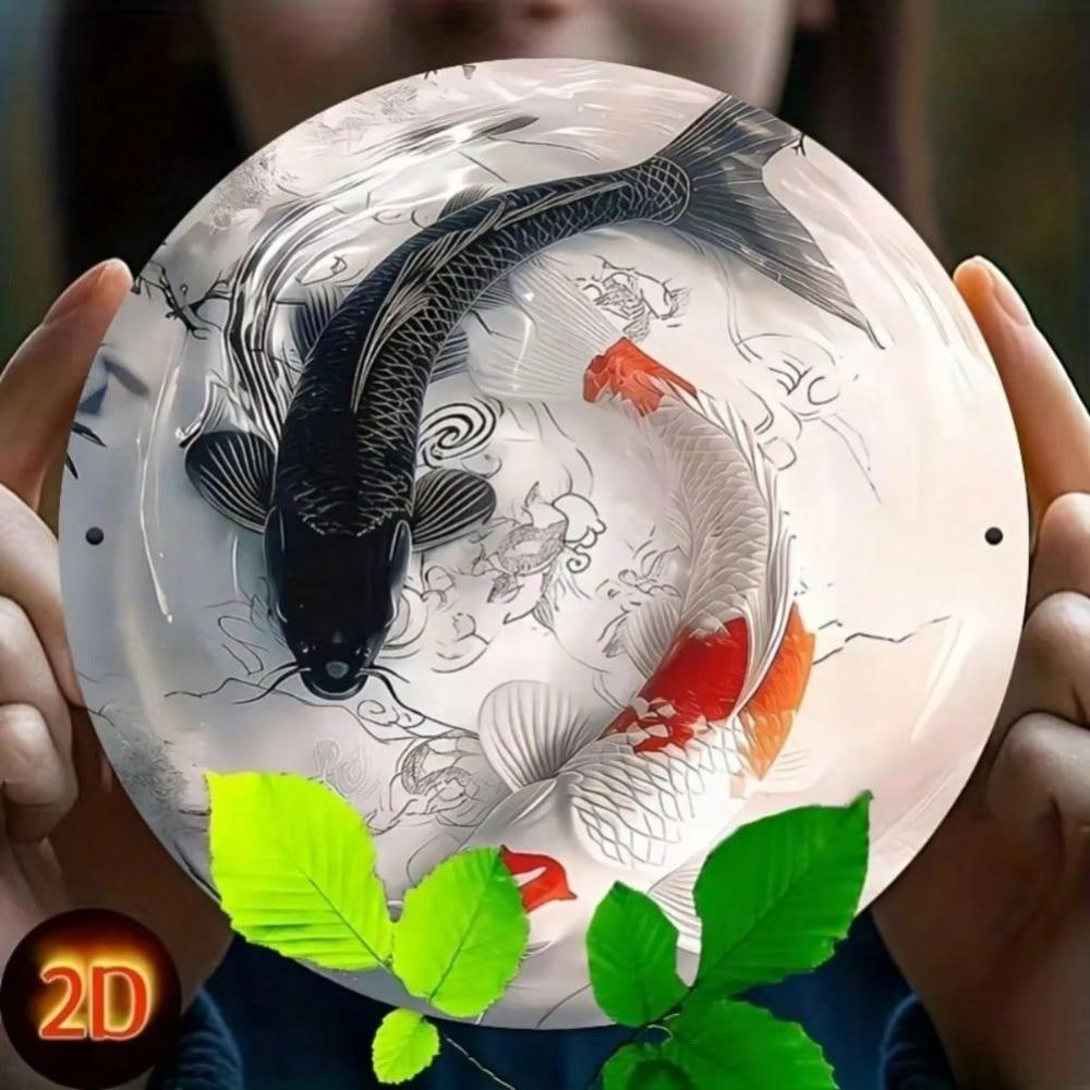 Sturdy Iron Art Koi Fish Metal Wall Decor for Living Room Home Office Halloween