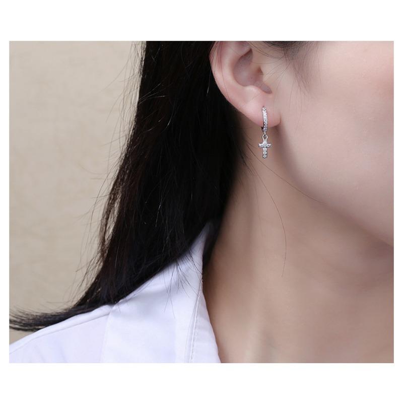 Fashion Personalized Cross Inlaid Zircon Ear Buckle Earrings For Women