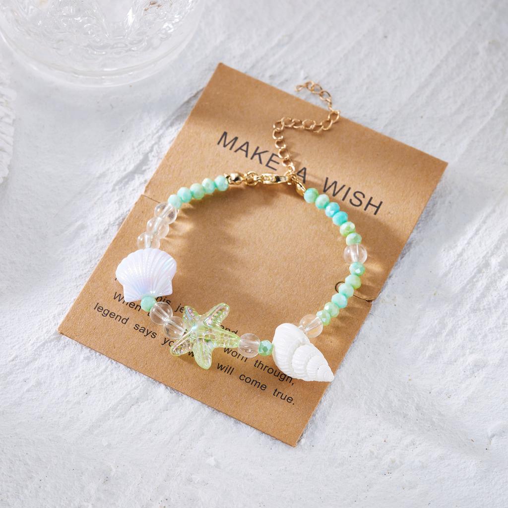 Bohemian Starfish Shell Bracelet for Women Girls Summer Beach Conch Colorful Rice Beads Beaded Bracelet Friendship Jewelry Gifts