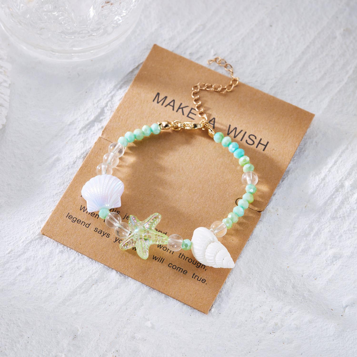 

Starfish Conch Shell Crushed Stone Imitation Pearl Bracelet Bohemian Ethnic Style Beach Vacation Women Versatile Accessory