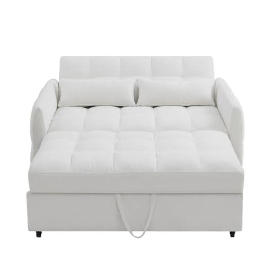 52.8-Inch Chenille Bed 2-Seaters Lounge Daybed for Home Apartment, Modern 3-in-1 Convertible Sleeper Sofa W/Pull Out Sleeper Co