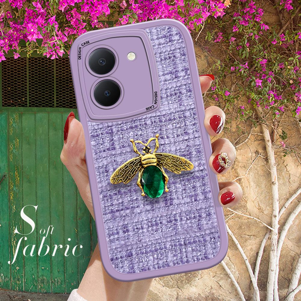 

Роскошный тканевый задний чехол с изображением пчелы для Infinix VIVO OPPO Reno Realme Huawei Nova Honor, мягкий чехол для смартфона Infinix Smart 6