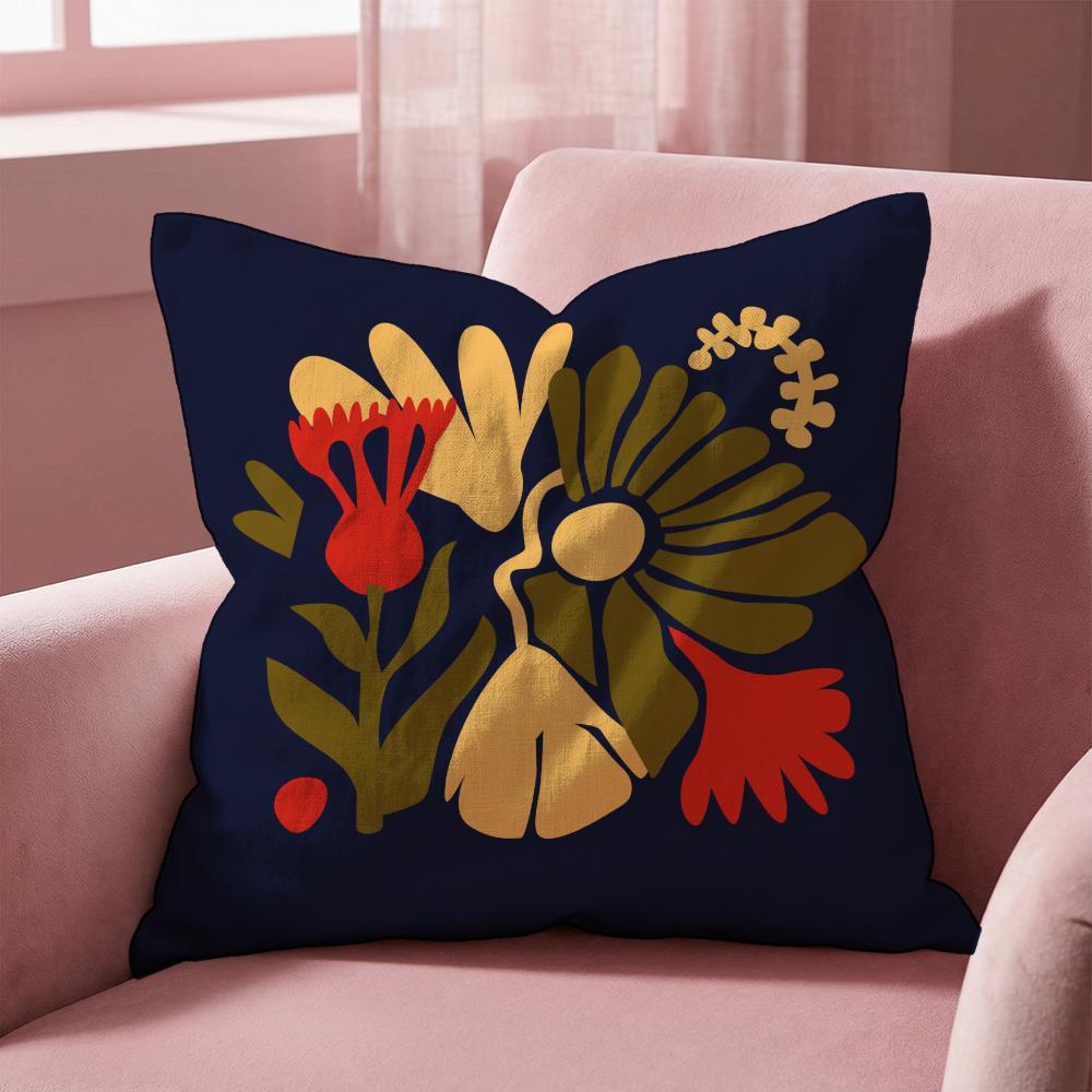 Plants and Flowers Cushion Cover Multi-Scene Pillow Cover for Home & Car - Reversible, Soft & Durable for Daily Use