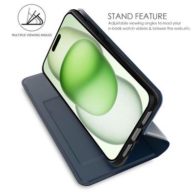 For iPhone 16 Plus Case Card Slot Stand Strong Magnetic Closure PU Leather Phone Cover