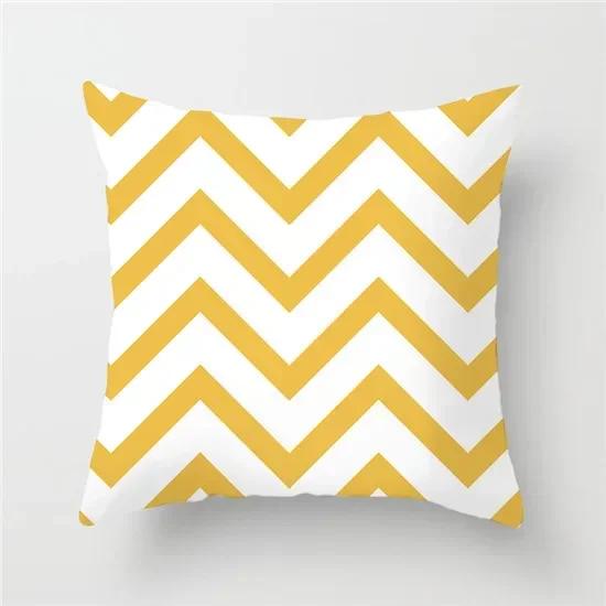 Geometric Cushion Covers Yellow Plaid Stripes Print Pillow Case For Home Chair Sofa Decoration Pillowcases 45cm*45cm