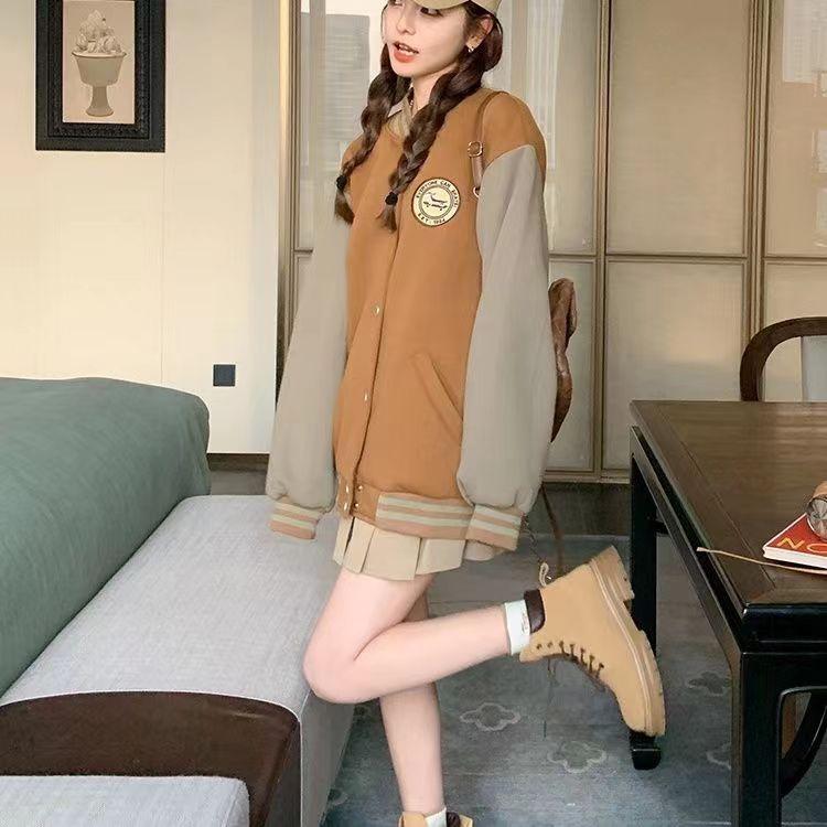 2025 Herbst Damen Colorblock Locker Lässige Baseballjacke - Trendig, Verjüngend und Vielseitig