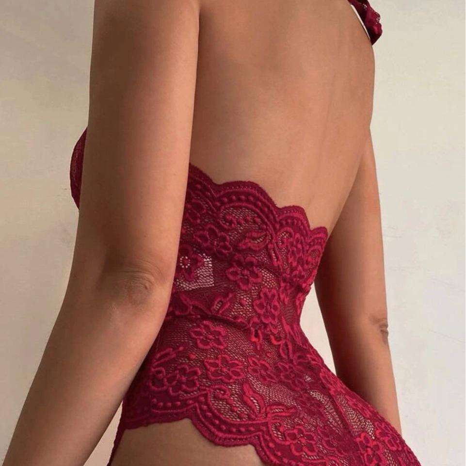 2025 Sexy Lace Open Crotch Bodysuit Sleepwear