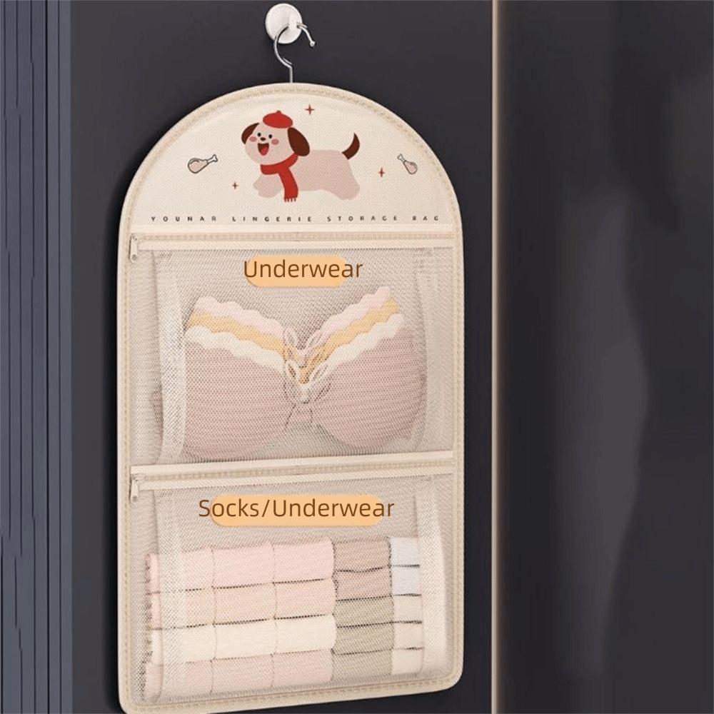 Cartoon Underwear Socks Storage Bag Mesh Clothing Storage Bags Hanging Mesh Bag  for Home