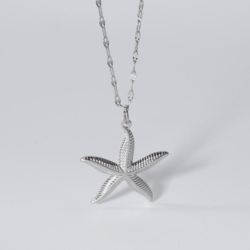 O Chain Around Neck Necklace Waterproof Stainless Steel Conch Shell Starfish Pendant Necklaces For Women Men Accessories Jewelry