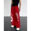Pantaloni Sportivi Larghi in Poliestere Casual con Stampa Angelo Oscuro da Uomo, Pantaloni a Gamba Larga Street Wear High Street, alla Moda Stile Hip-hop