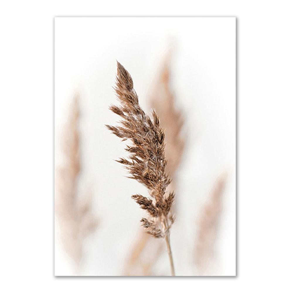Beige Natural Wall Art Canvas Poster Print Reed Dandelion Grass Cow Canvas Painting Wall Pictures for Living Room Decorative Art
