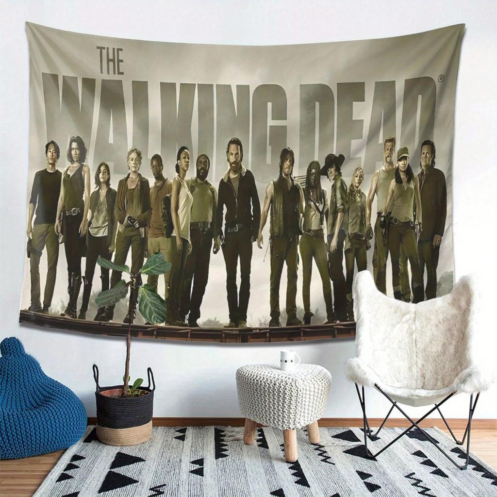 The Walking Dead Themed Tapestry Stylish Character Design Lightweight Decor For Living Room Or Bedroom TV Show Decor