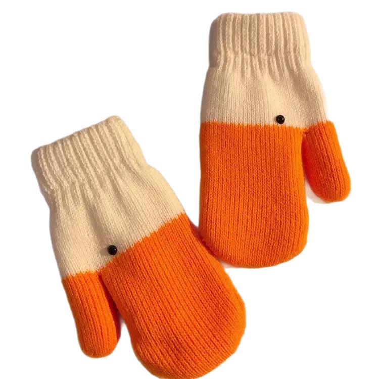 Creative Funny Goose Wool Fingerless Gloves for Women and Couples - Warm, Thick, Cold-Proof, and Lovely for Autumn and Winter.