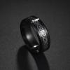 Fashion 8mm Men Stainless Steel Celtic Dragon Rings Inlay Black Carbon Fiber Rings For Men Wedding Band Jewelry