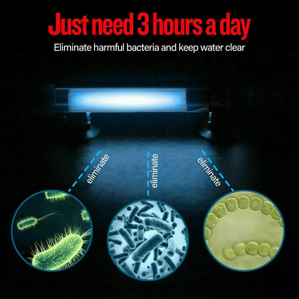 Lampada Sterilizzatrice a Luce UV Sterilizzatore Ultravioletto Sommerso Disinfezione Acqua per Acquario Serbatoio Pesci Stagno 5W 7W 9W 11W 13W
