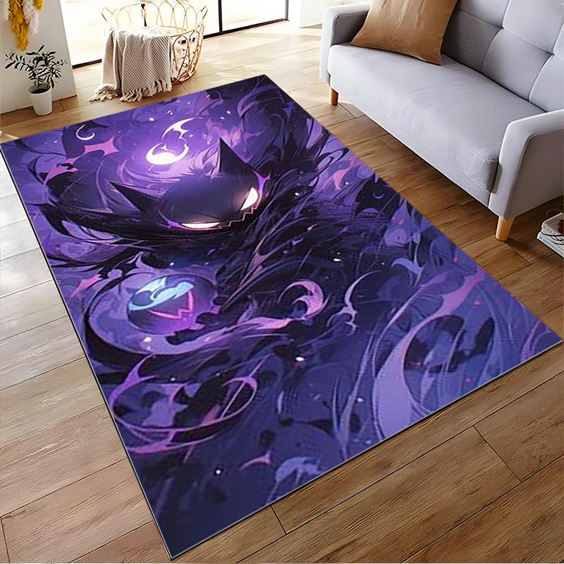 "Purple Mysterious Cartoon Character Glow Pattern Carpet Home Decor" Suitable for use as an anti-slip for living room bedroom sofas