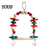 Wood Parrot Toy Hanging Swing Toy, Wooden Bird Perch Stand for Cage, Standing Branch Beads Blocks Chew Parakeet Cockatiel Budgie Macaws